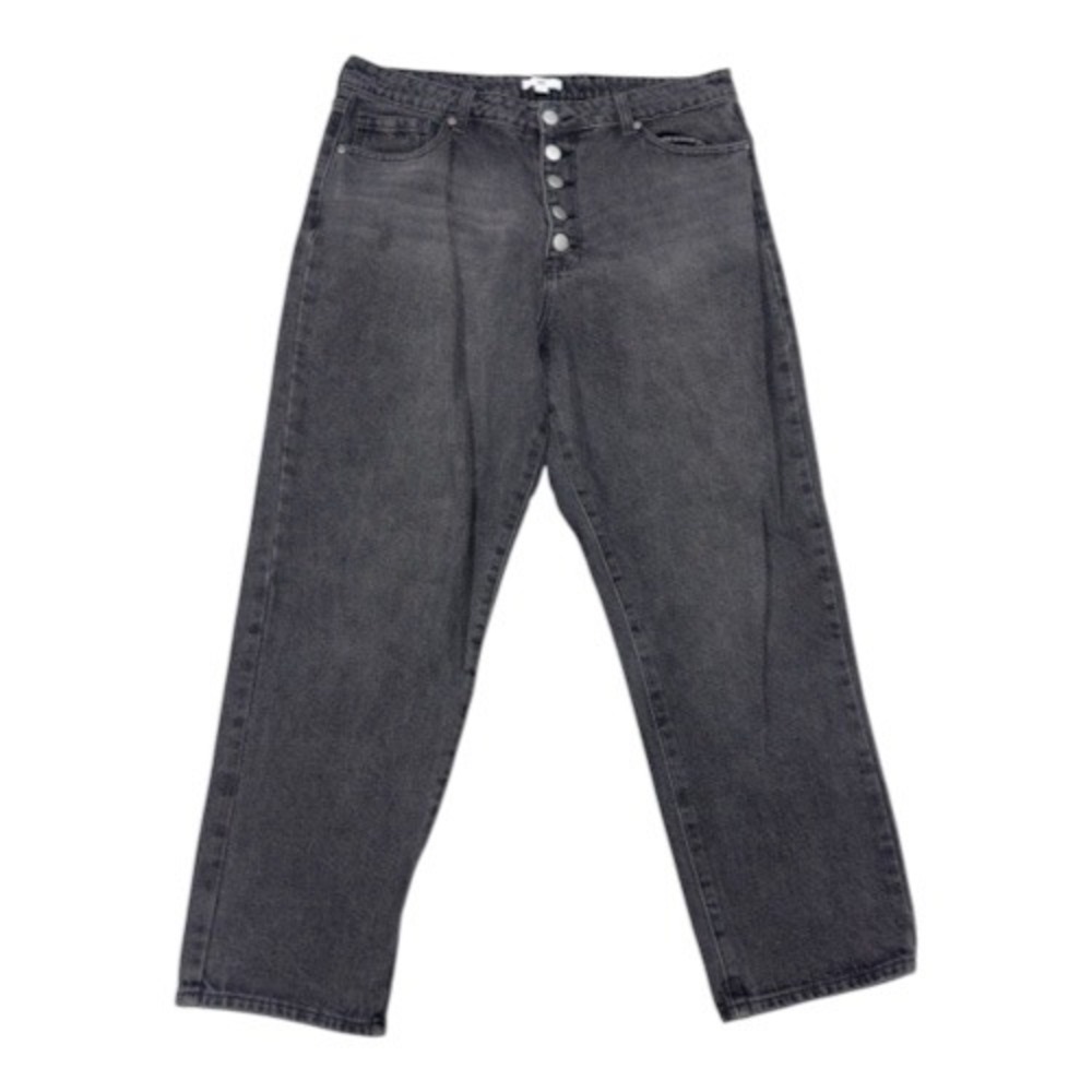 BP. Womens Faded Black High Waisted Button Fly Straight Leg Cotton Jeans 34